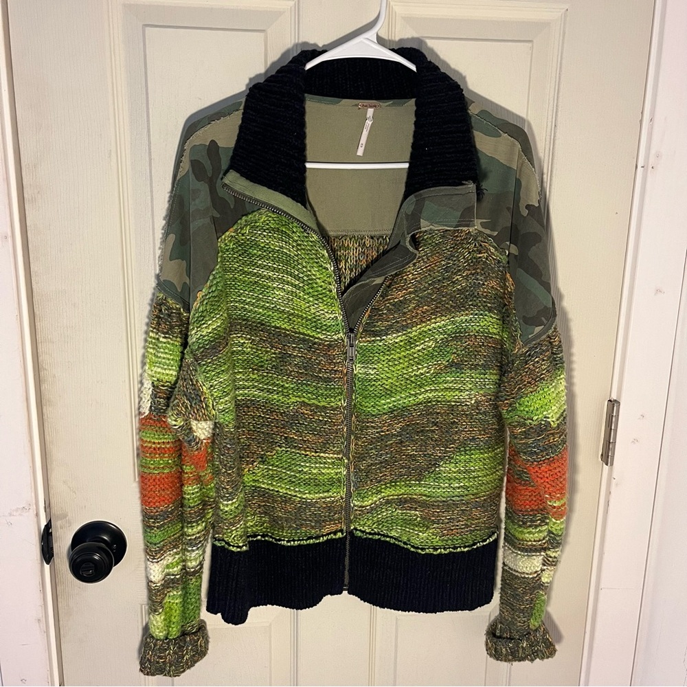 Free People Camo Clash Bomber Jacket